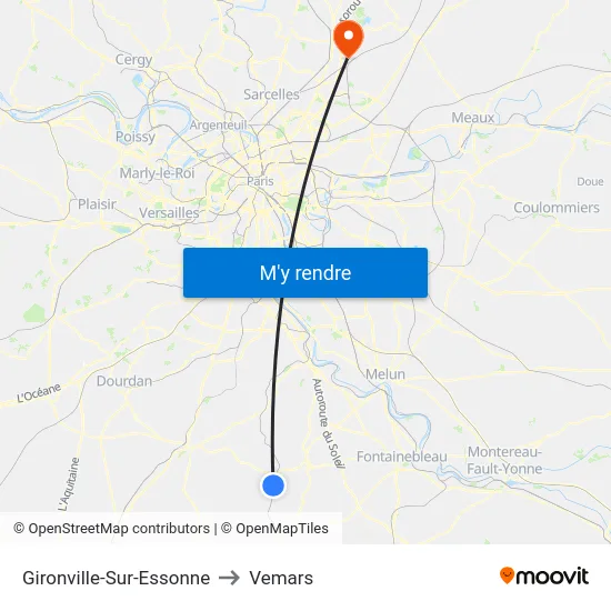 Gironville-Sur-Essonne to Vemars map