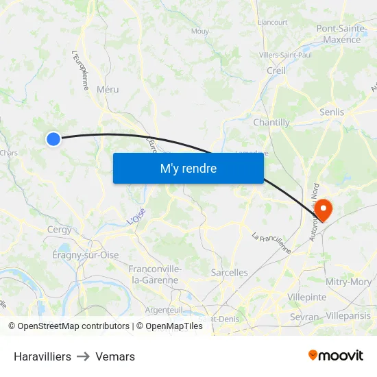 Haravilliers to Vemars map