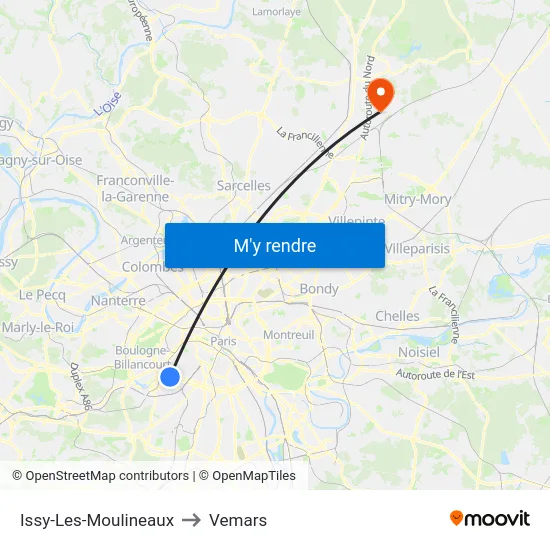 Issy-Les-Moulineaux to Vemars map