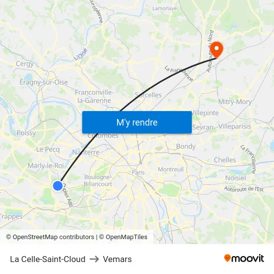 La Celle-Saint-Cloud to Vemars map