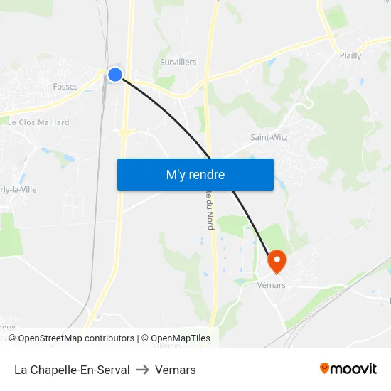 La Chapelle-En-Serval to Vemars map