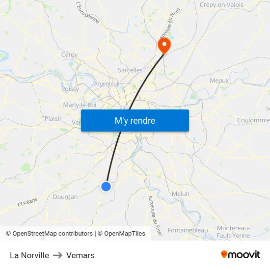 La Norville to Vemars map