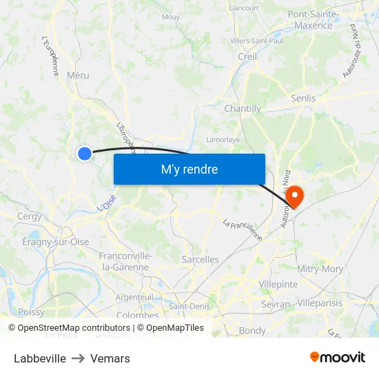 Labbeville to Vemars map