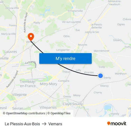 Le Plessis-Aux-Bois to Vemars map