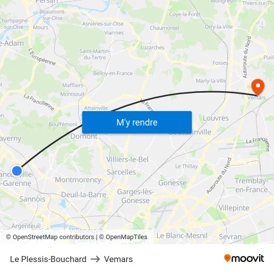 Le Plessis-Bouchard to Vemars map