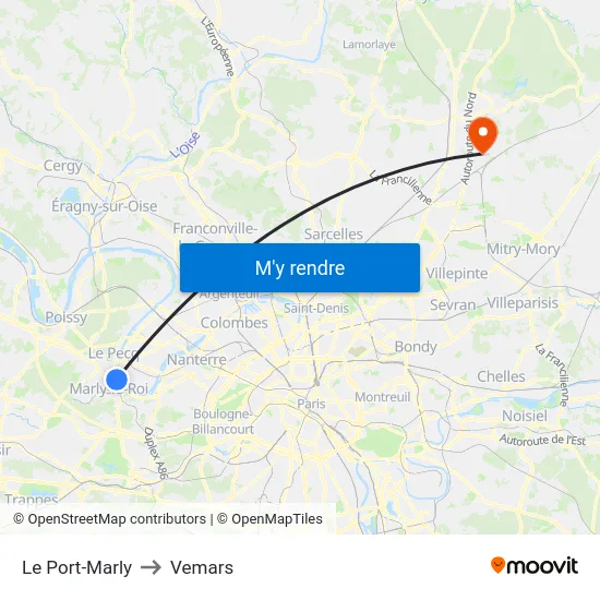 Le Port-Marly to Vemars map