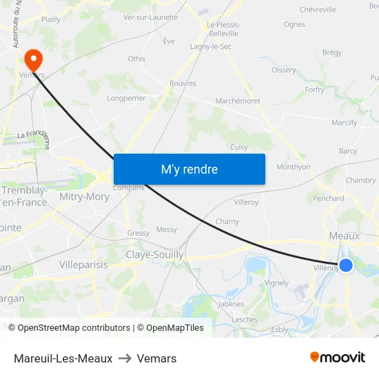 Mareuil-Les-Meaux to Vemars map