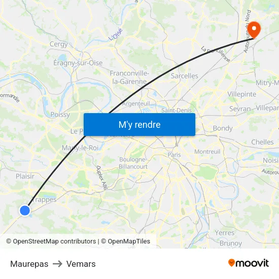 Maurepas to Vemars map
