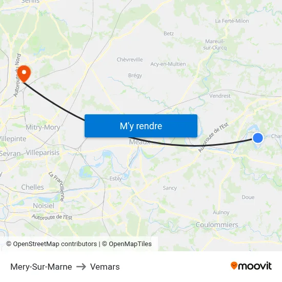 Mery-Sur-Marne to Vemars map