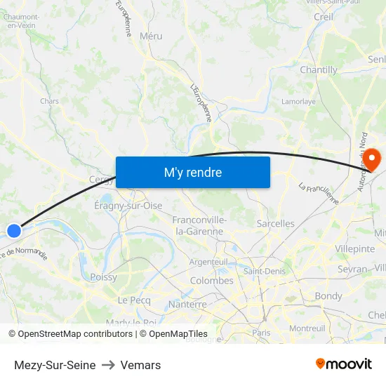 Mezy-Sur-Seine to Vemars map