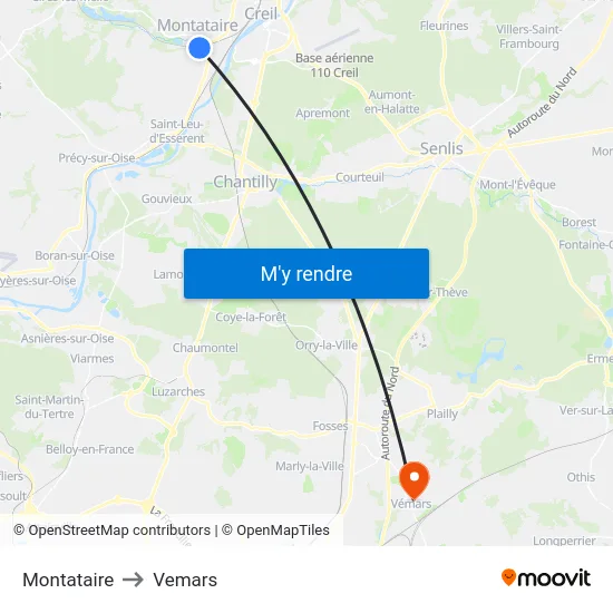 Montataire to Vemars map