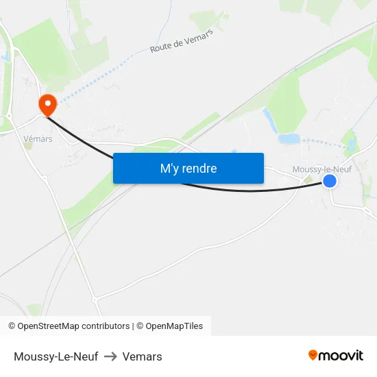 Moussy-Le-Neuf to Vemars map