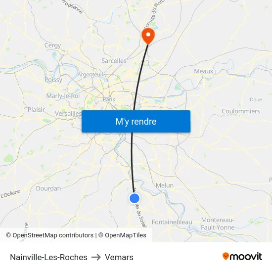 Nainville-Les-Roches to Vemars map