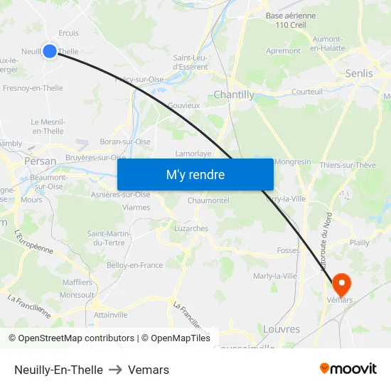 Neuilly-En-Thelle to Vemars map