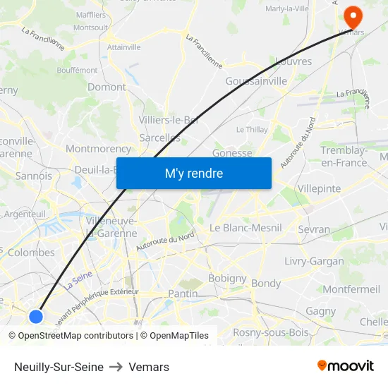 Neuilly-Sur-Seine to Vemars map