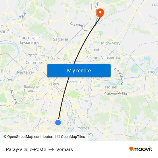 Paray-Vieille-Poste to Vemars map
