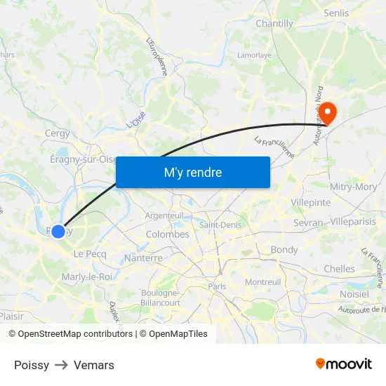 Poissy to Vemars map