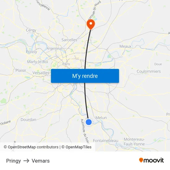 Pringy to Vemars map