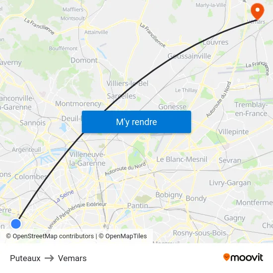 Puteaux to Vemars map