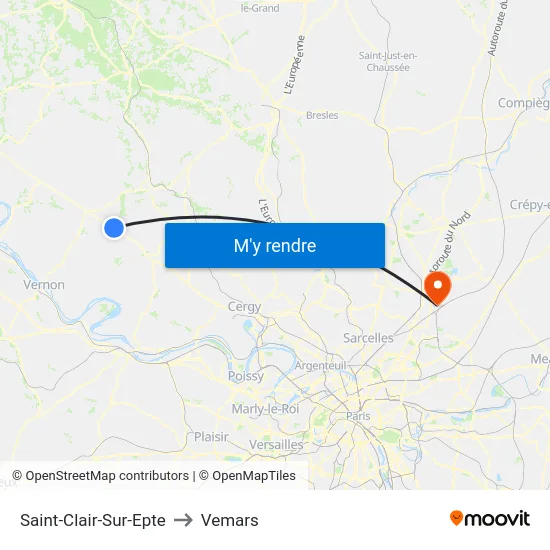 Saint-Clair-Sur-Epte to Vemars map