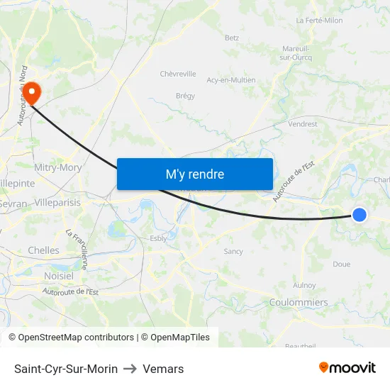 Saint-Cyr-Sur-Morin to Vemars map