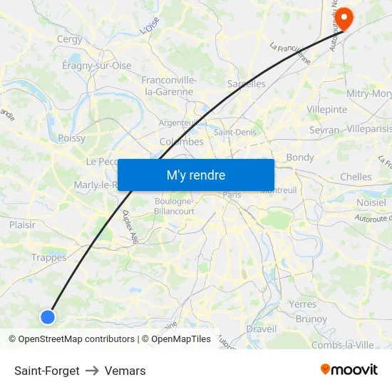 Saint-Forget to Vemars map
