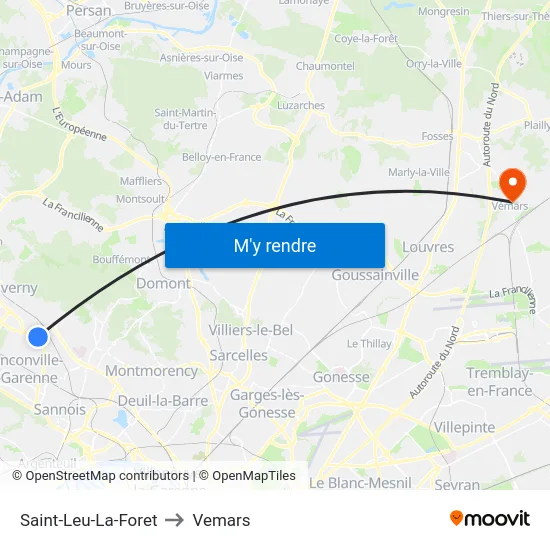 Saint-Leu-La-Foret to Vemars map