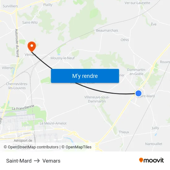 Saint-Mard to Vemars map