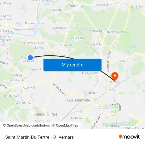 Saint-Martin-Du-Tertre to Vemars map