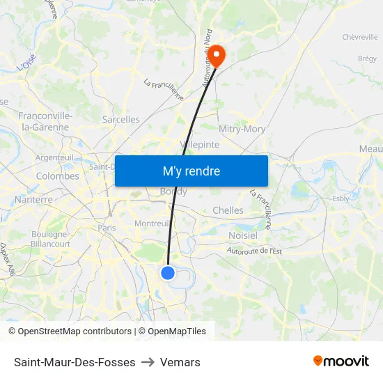 Saint-Maur-Des-Fosses to Vemars map