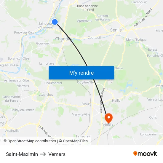 Saint-Maximin to Vemars map