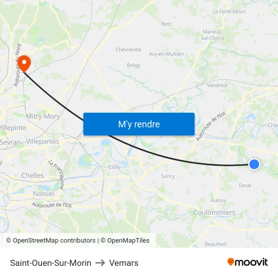 Saint-Ouen-Sur-Morin to Vemars map