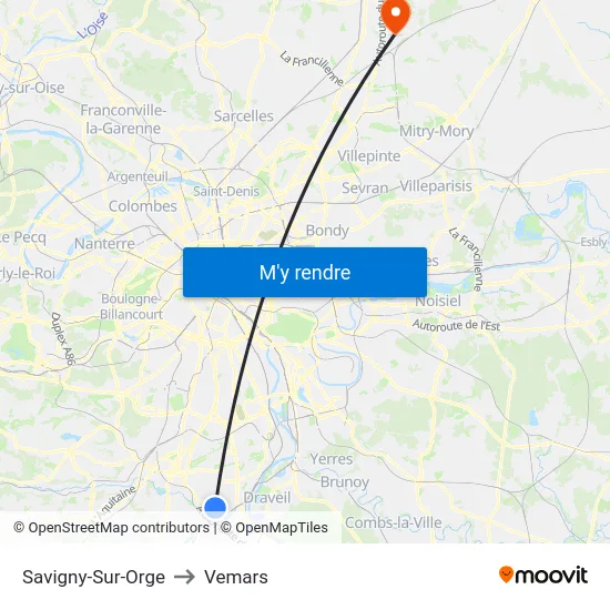 Savigny-Sur-Orge to Vemars map