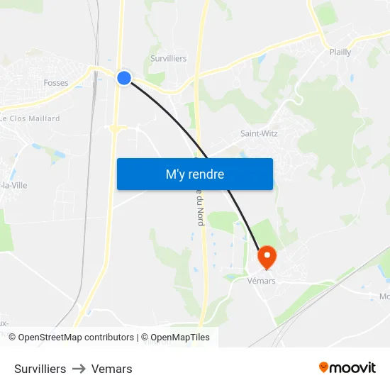 Survilliers to Vemars map