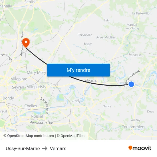 Ussy-Sur-Marne to Vemars map