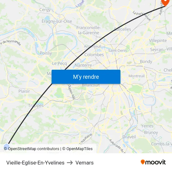 Vieille-Eglise-En-Yvelines to Vemars map