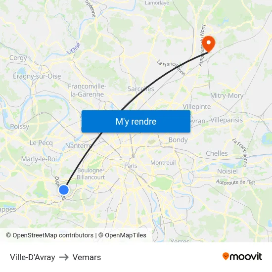 Ville-D'Avray to Vemars map