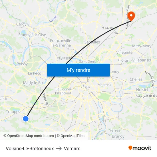 Voisins-Le-Bretonneux to Vemars map