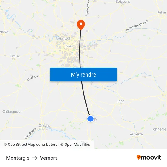 Montargis to Vemars map