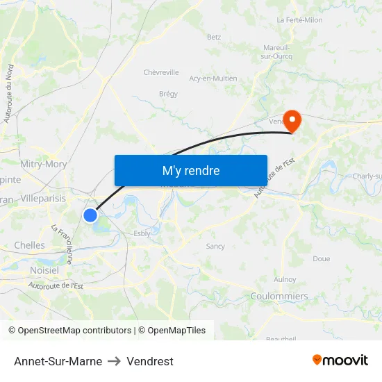 Annet-Sur-Marne to Vendrest map