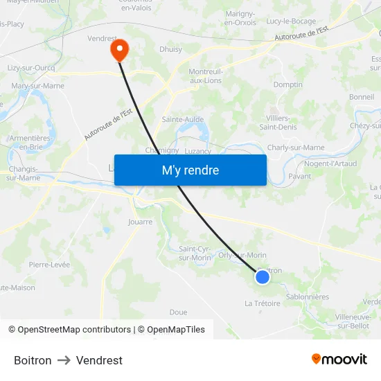 Boitron to Vendrest map