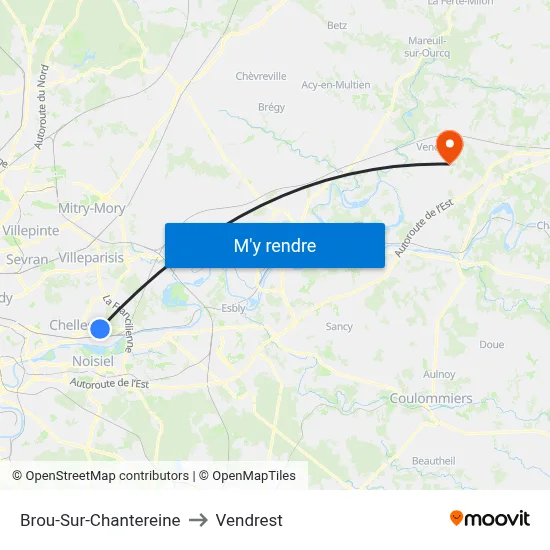 Brou-Sur-Chantereine to Vendrest map