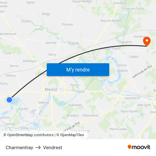 Charmentray to Vendrest map