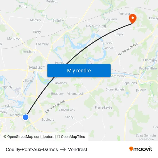 Couilly-Pont-Aux-Dames to Vendrest map