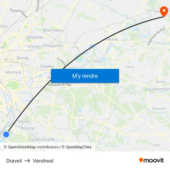 Draveil to Vendrest map