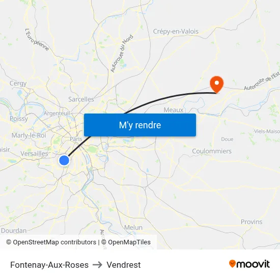 Fontenay-Aux-Roses to Vendrest map