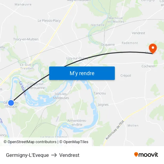 Germigny-L'Eveque to Vendrest map