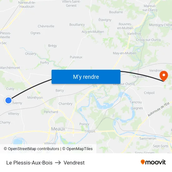Le Plessis-Aux-Bois to Vendrest map