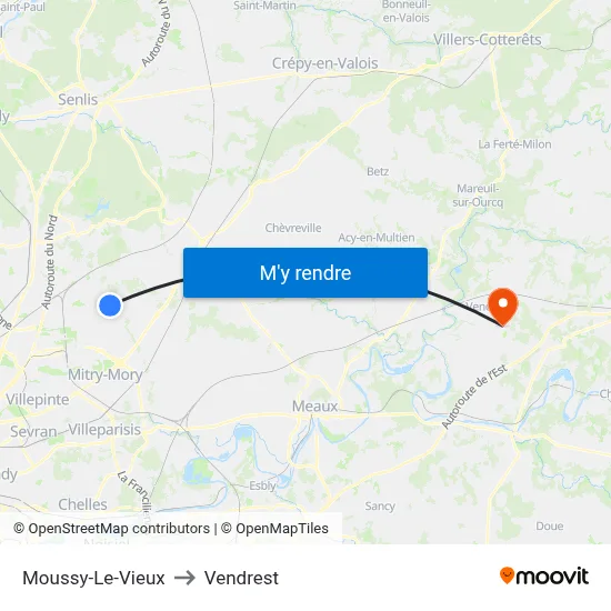 Moussy-Le-Vieux to Vendrest map