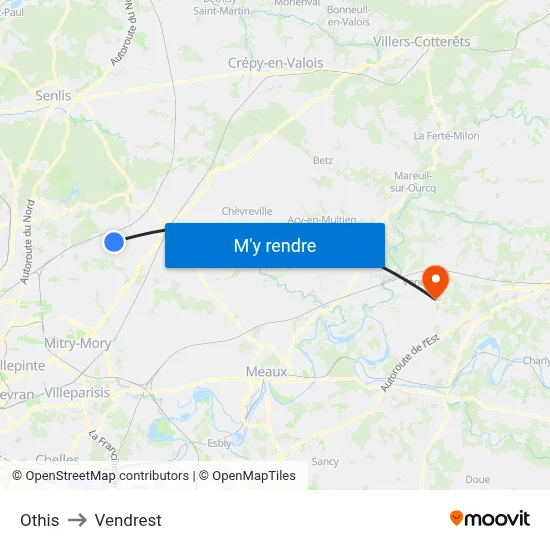 Othis to Vendrest map